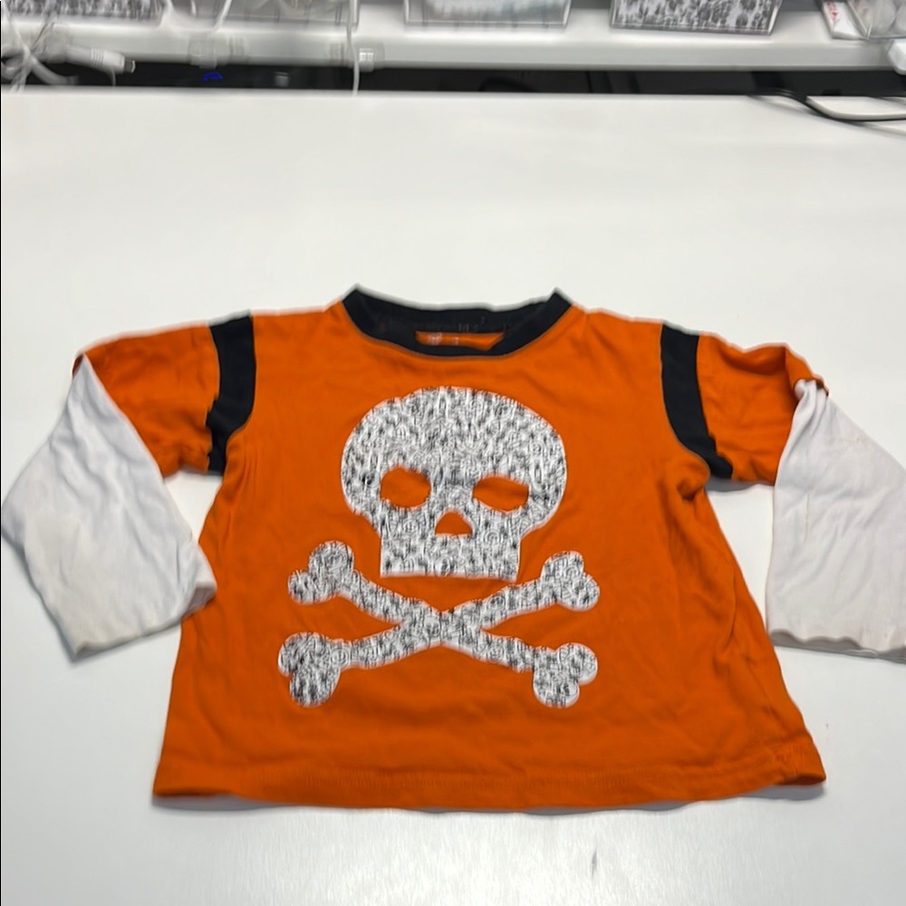 Orange Skull & Crossbones Kids Shirt